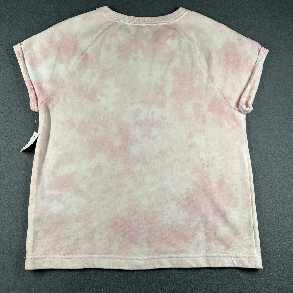 Gap Shirt Womens Small Pink Tie Dye Terry Raglan Short Sleeve GAP Logo Hibiscus - Picture 14 of 14